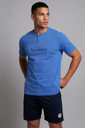 Men’s Blue Henley Neck T-Shirt & Navy Shorts Lounge Wear Set