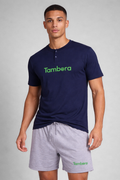 Men’s Navy Henley Neck T-Shirt & Grey Melange Shorts Lounge Wear Set