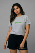 Women's Grey Melange Henley Neck T-Shirt & Black Shorts Pyjama Set